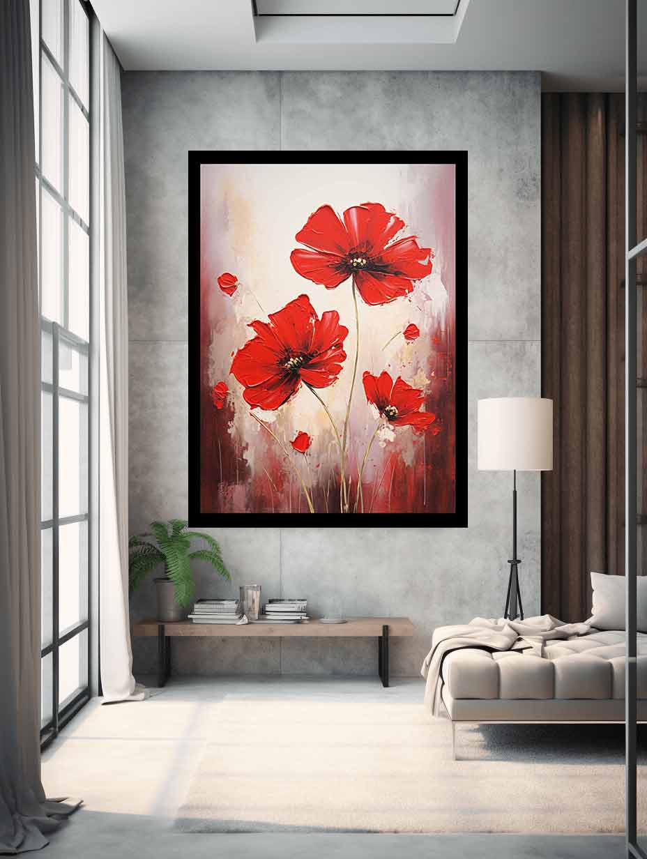 Red Flowers Canvas Painting-1