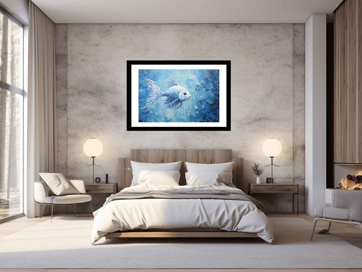 Blue Fish Canvas Painting Print-2