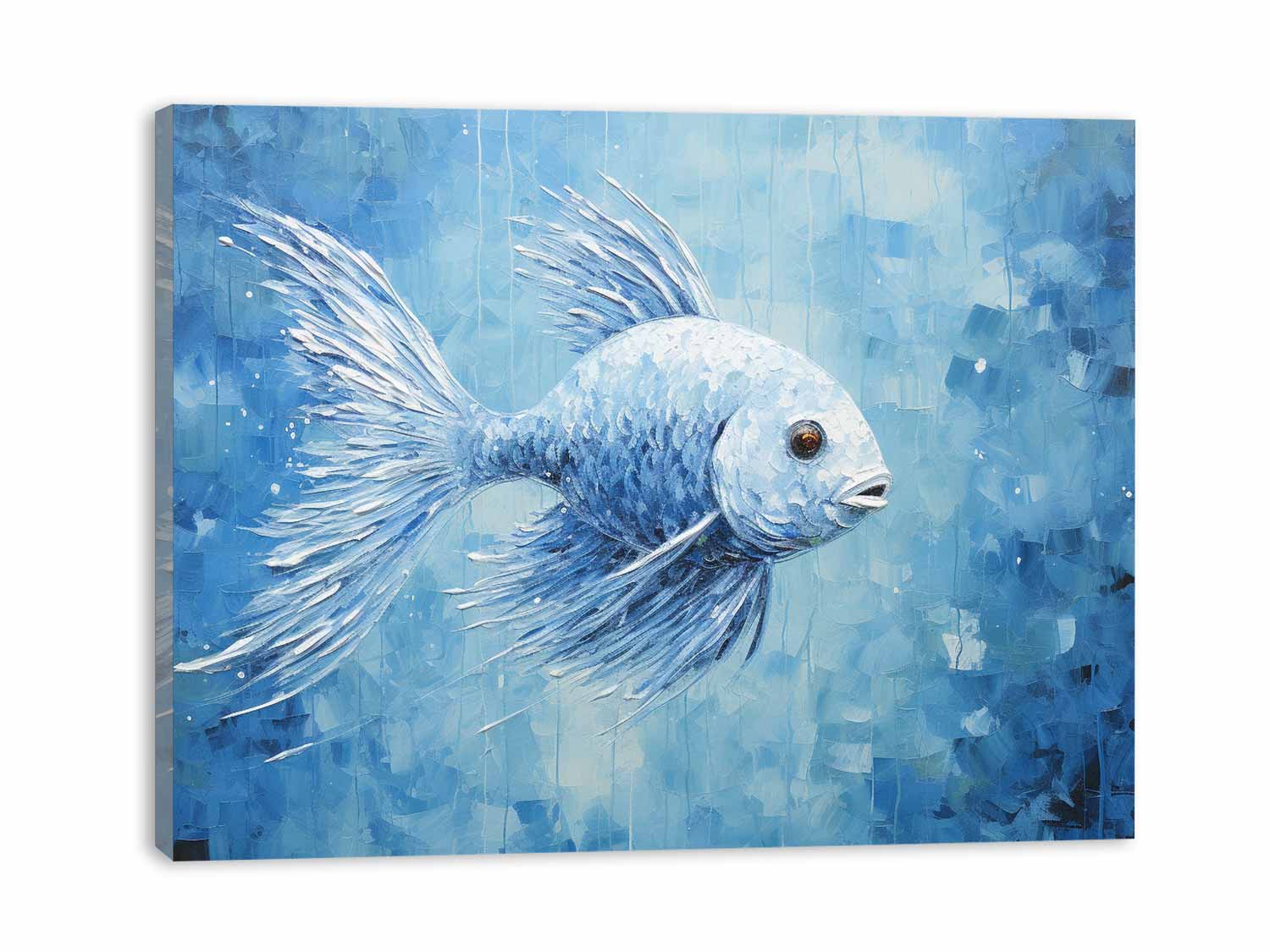 Blue Fish Canvas Painting Print-3
