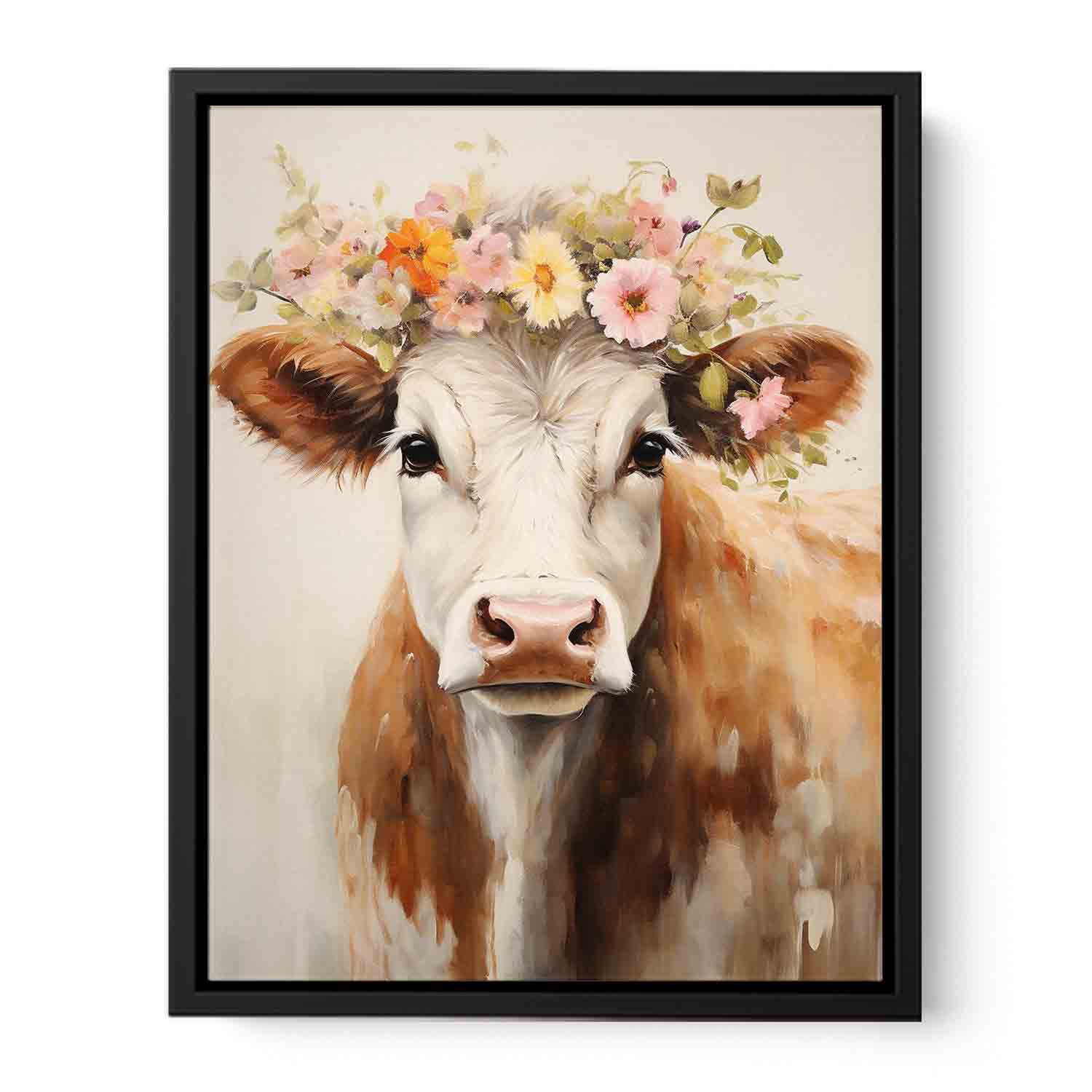 Brown Cow Canvas Painting Artwork-4