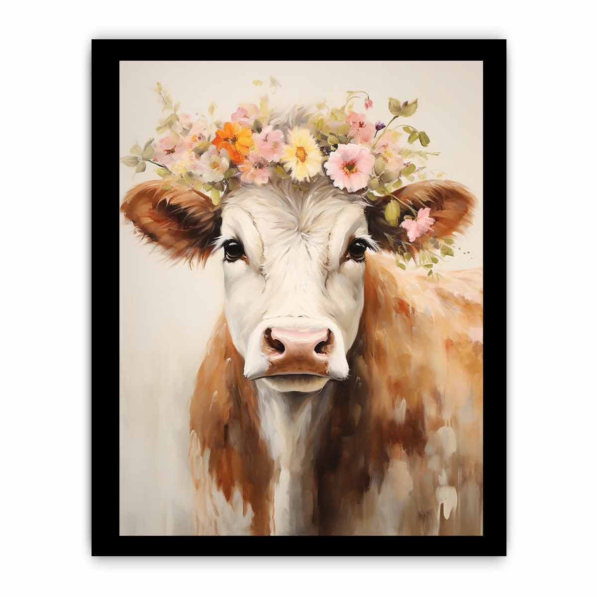 Brown Cow Canvas Painting Artwork-7