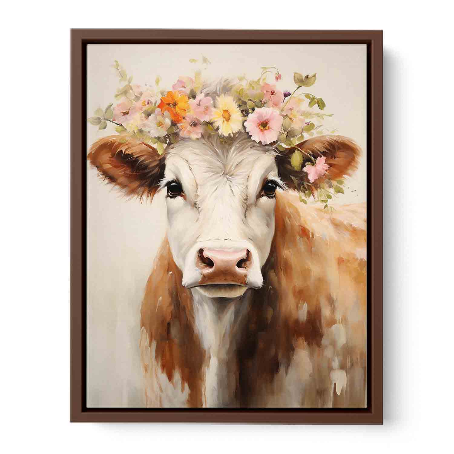 Brown Cow Canvas Painting Artwork-6