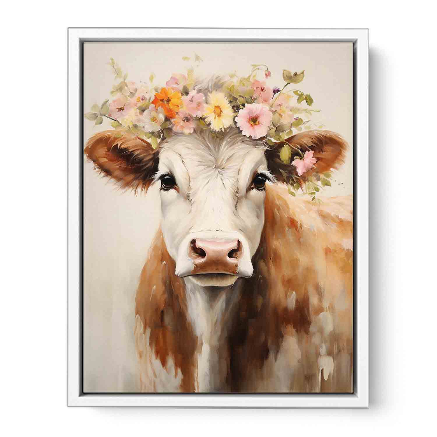 Brown Cow Canvas Painting Artwork-5