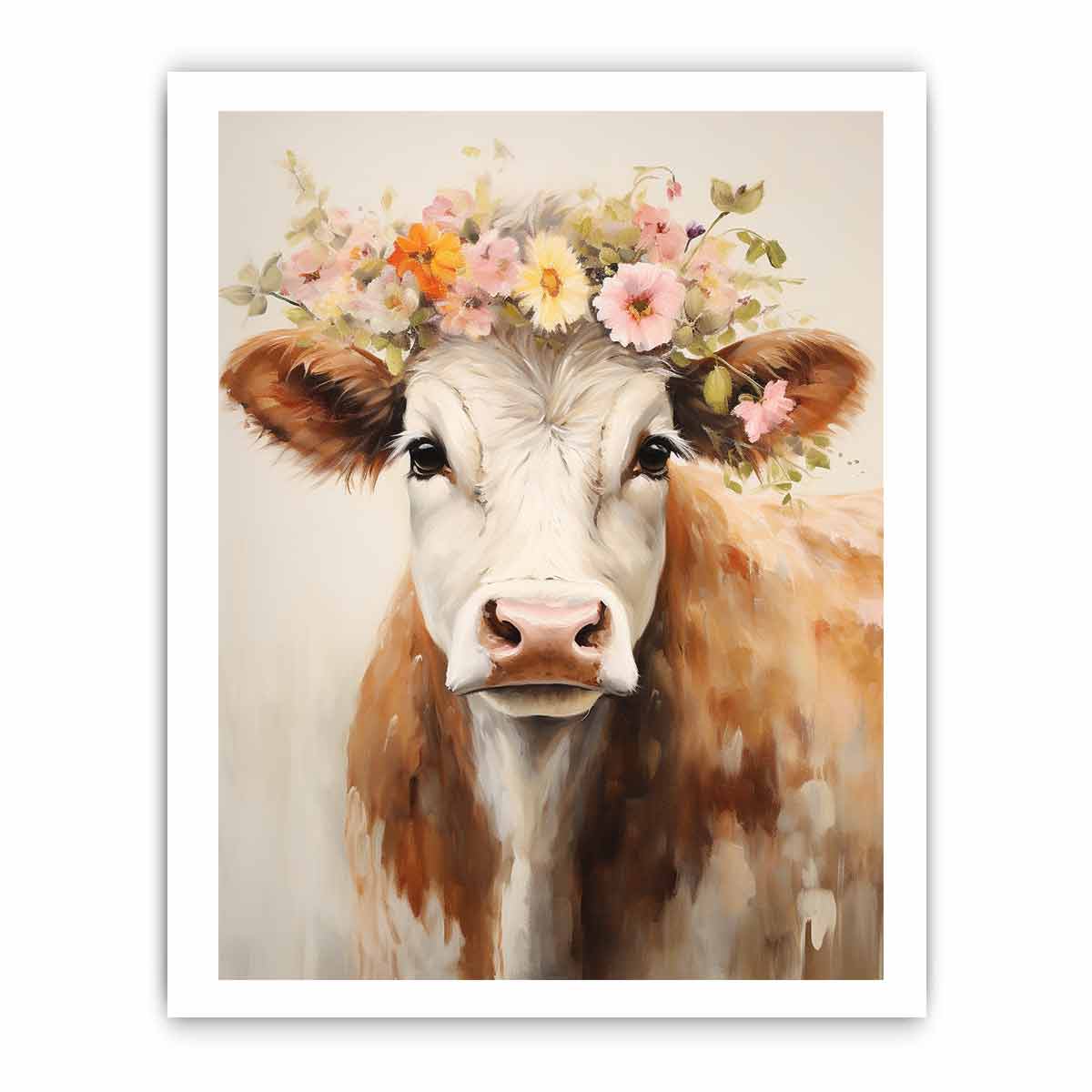 Brown Cow Canvas Painting Artwork-8