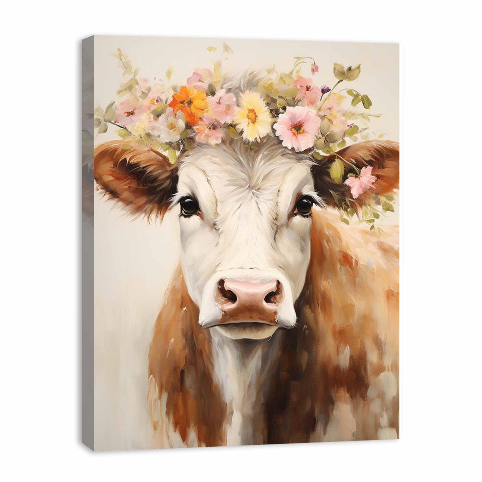 Brown Cow Canvas Painting Artwork-3