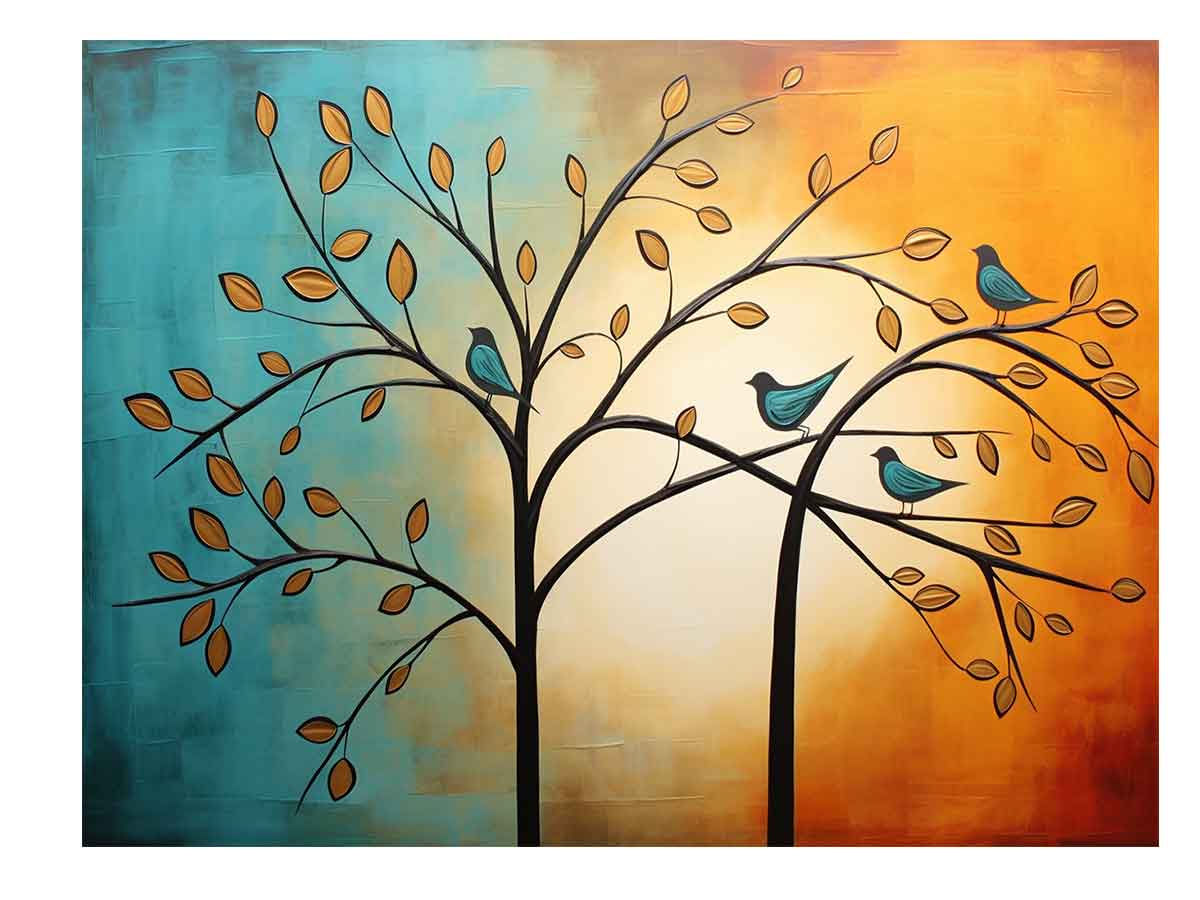 Tree Birds Canvas Art Print-0