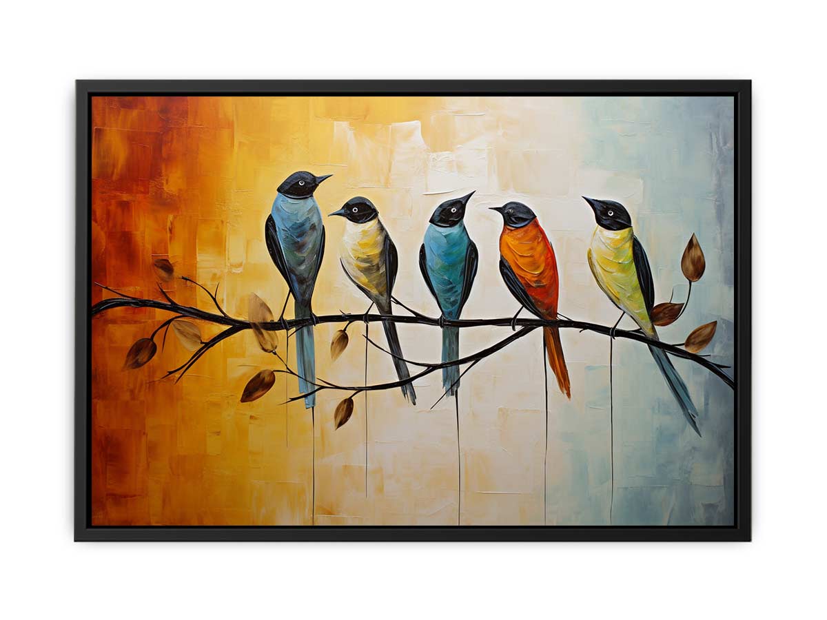 Bird on Branch Canvas Painting-4
