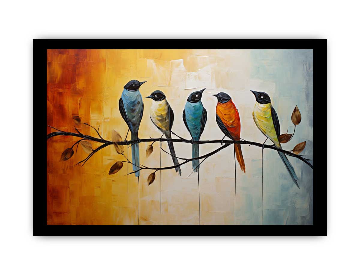Bird on Branch Canvas Painting-7