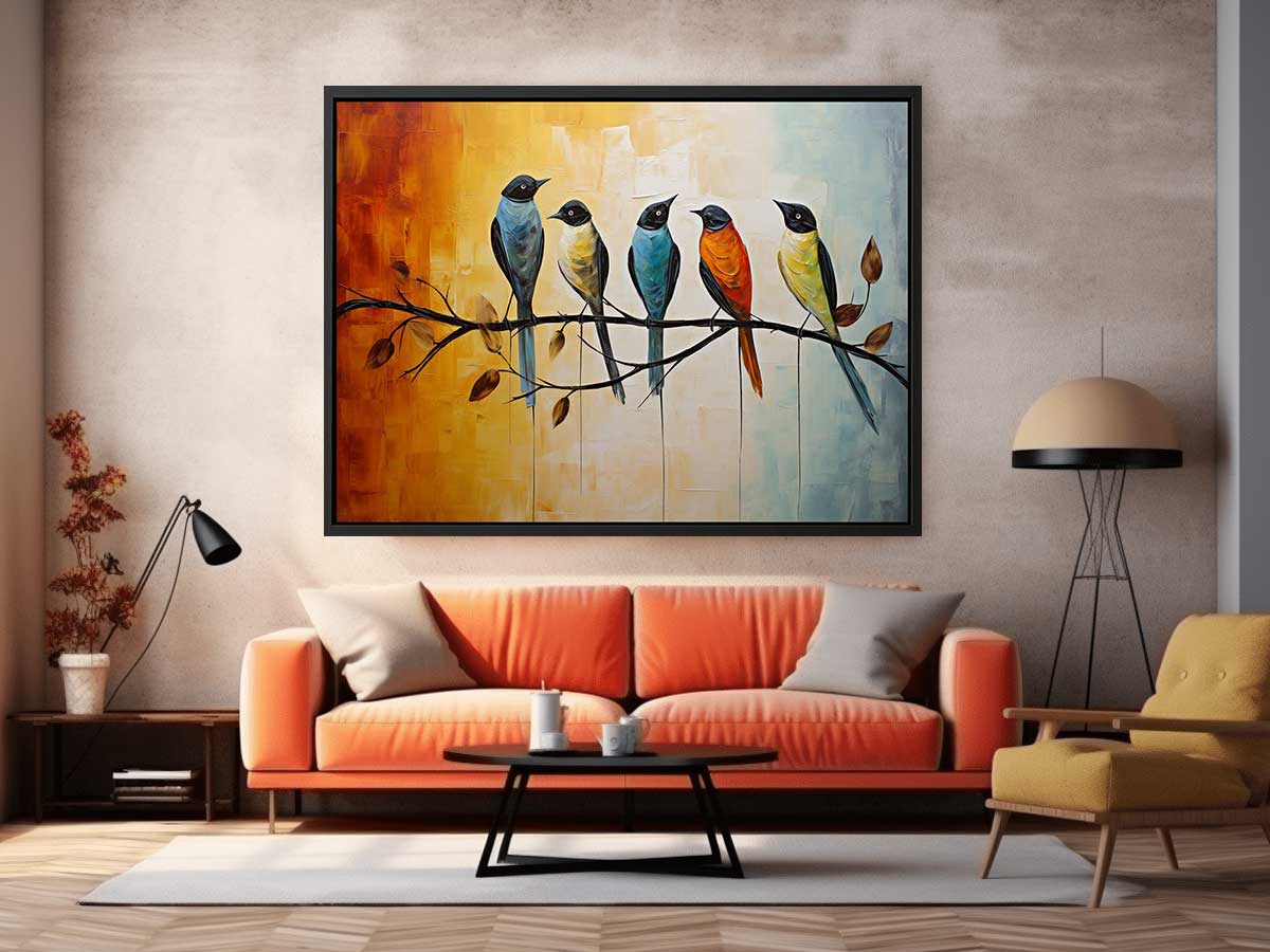 Bird on Branch Canvas Painting-1