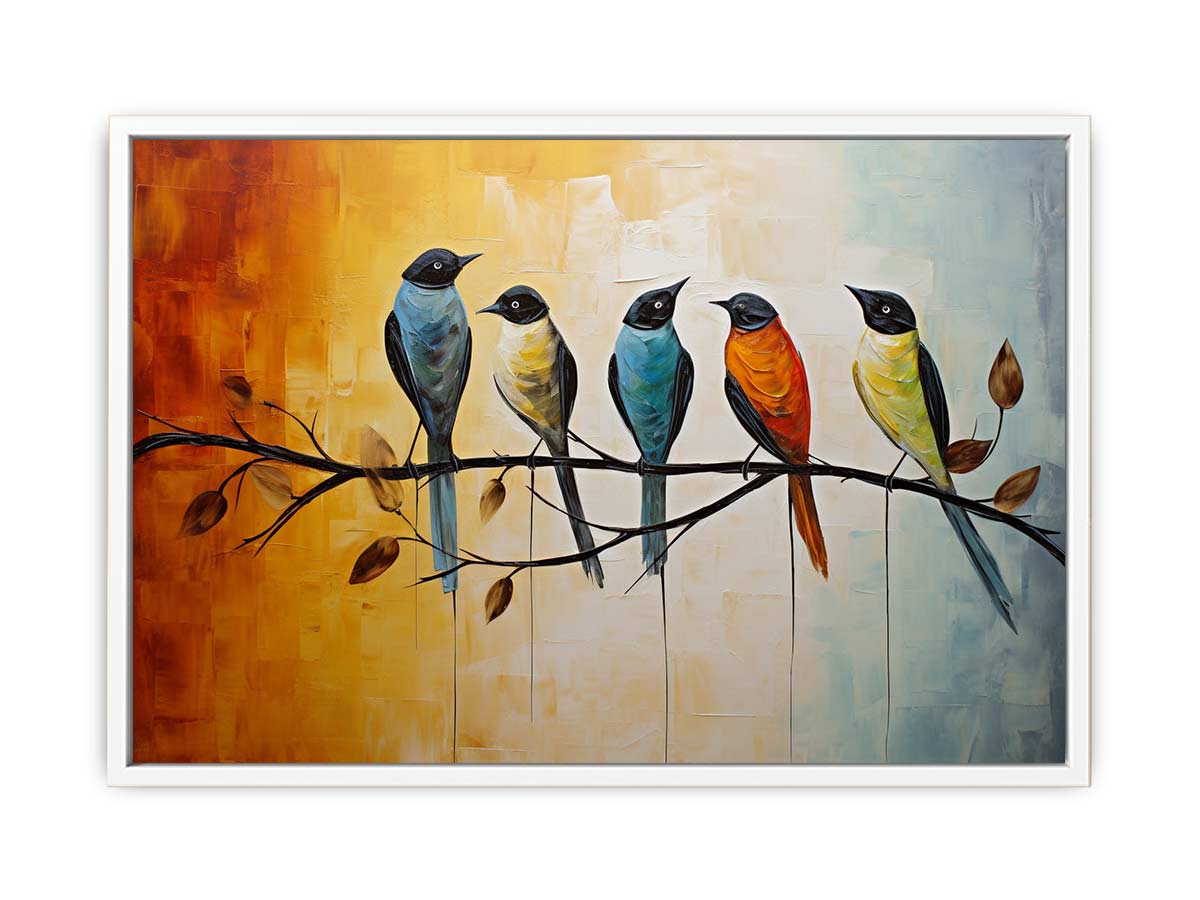Bird on Branch Canvas Painting-5