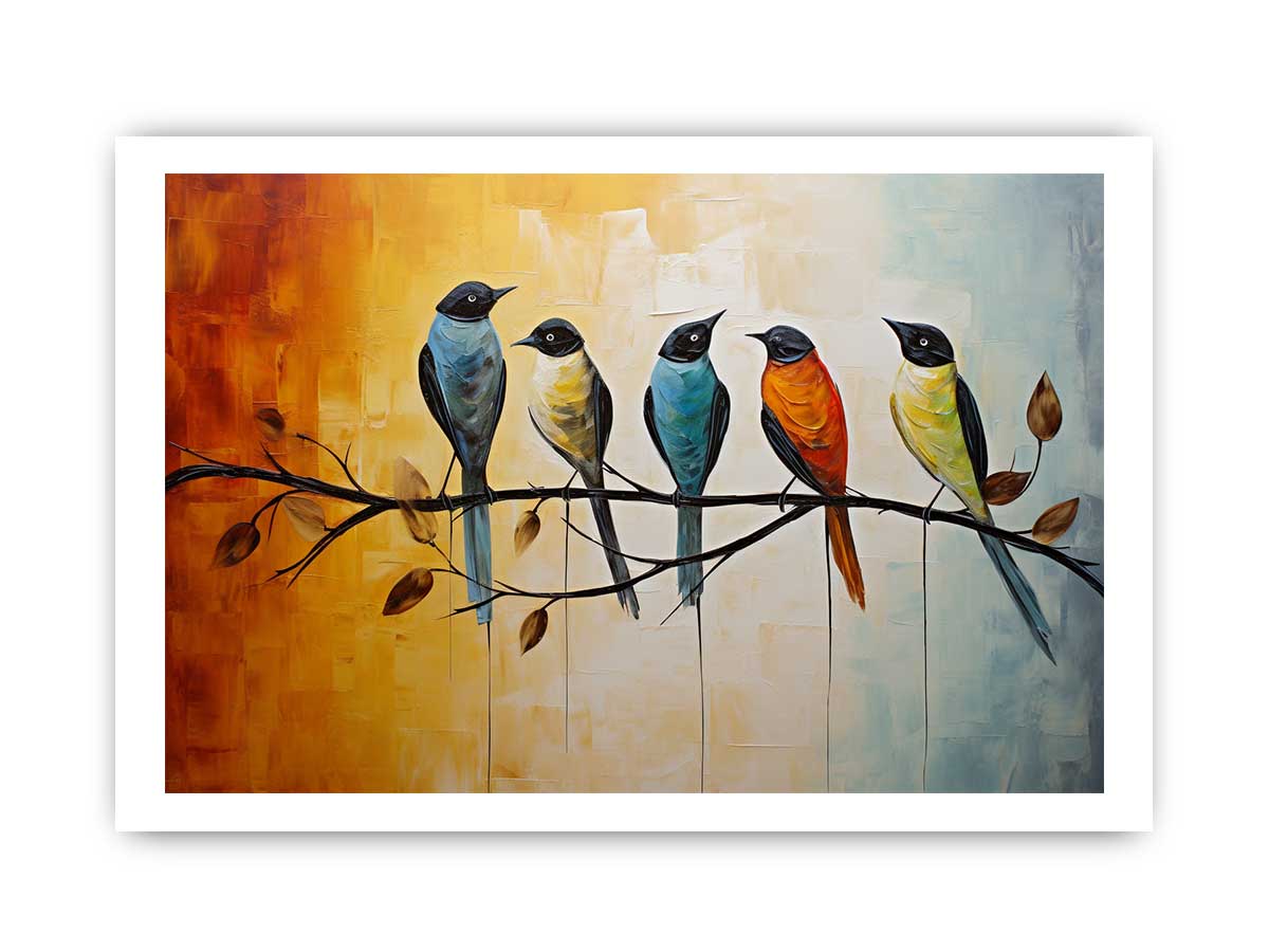 Bird on Branch Canvas Painting-8