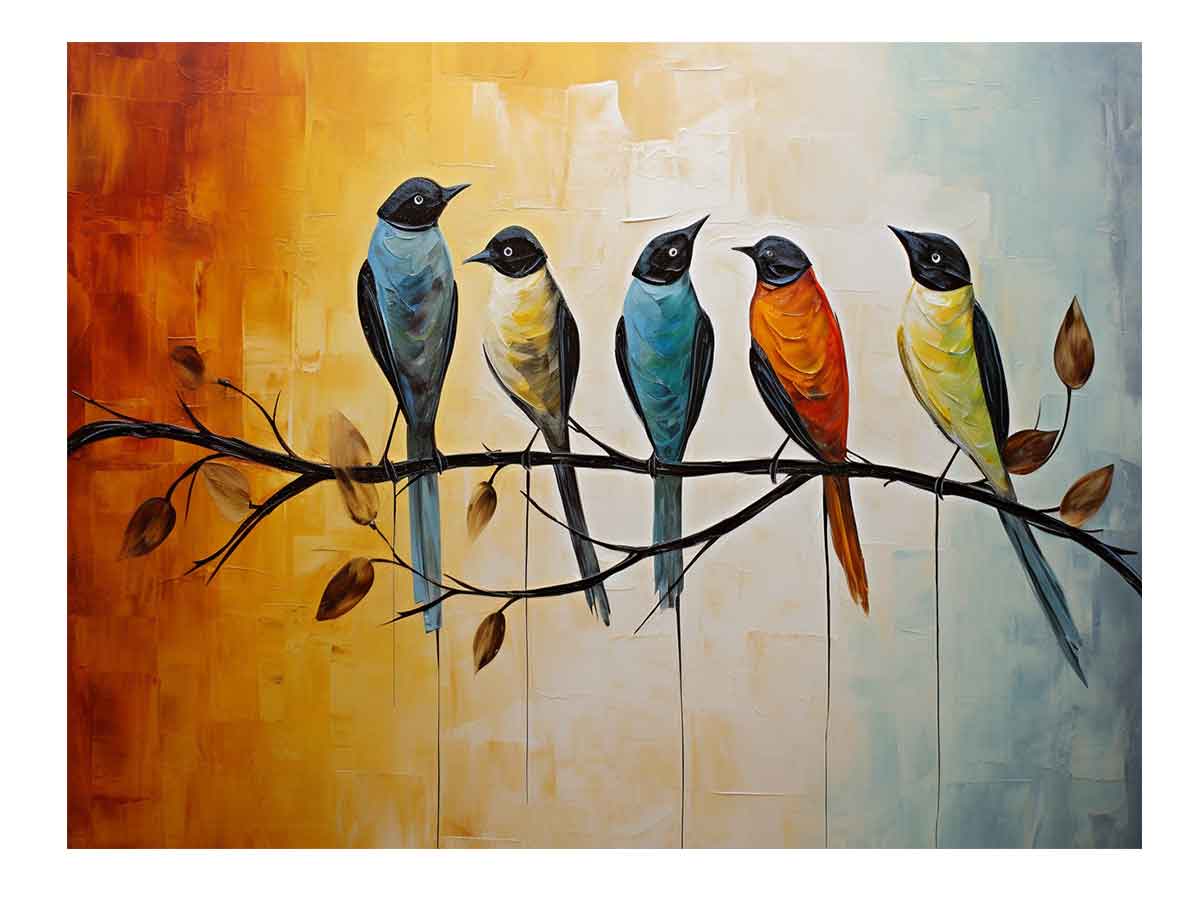 Bird on Branch Canvas Painting-0