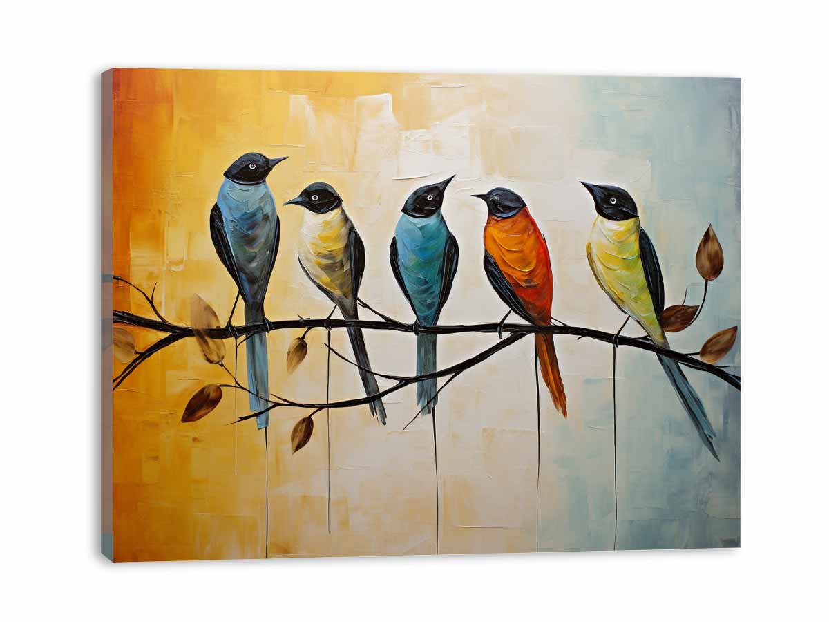 Bird on Branch Canvas Painting-3