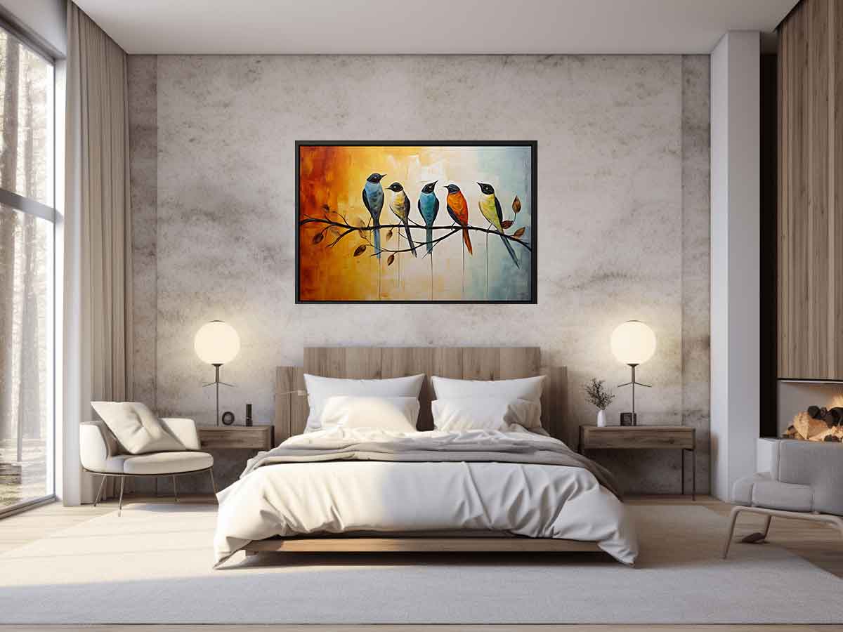 Bird on Branch Canvas Painting-2