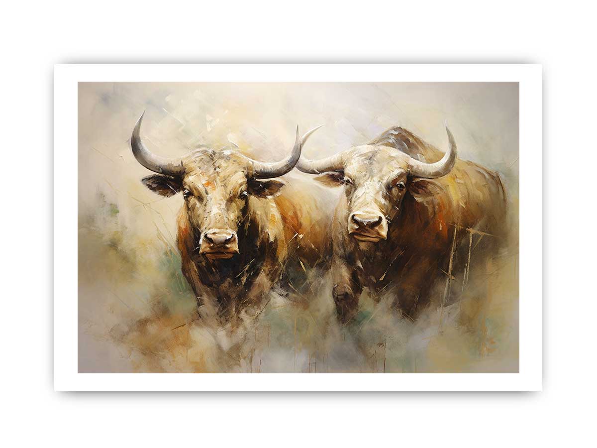 Two Buffaloes Canvas Painting-8