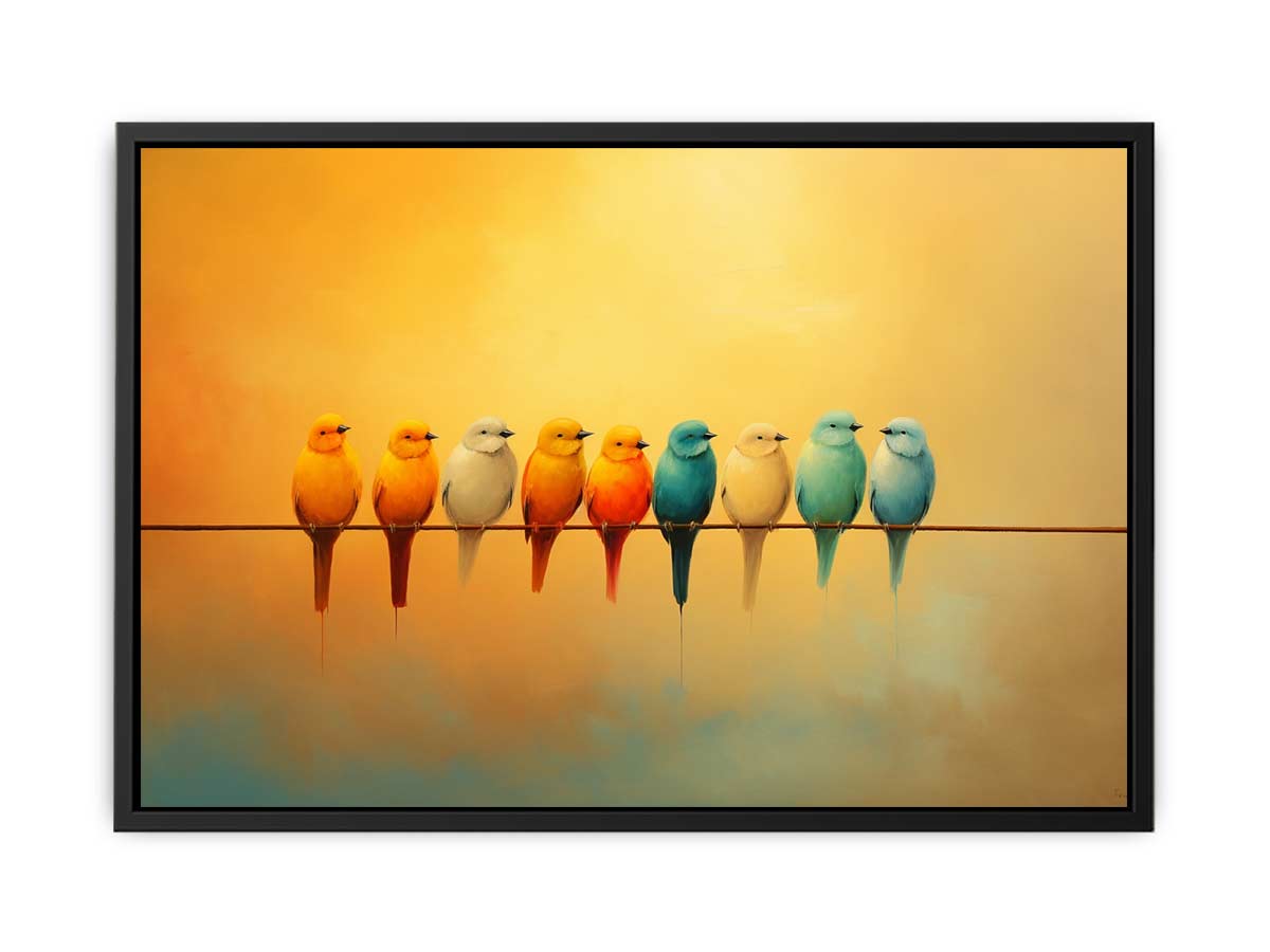 Birds  on wire Canvas Painting-4