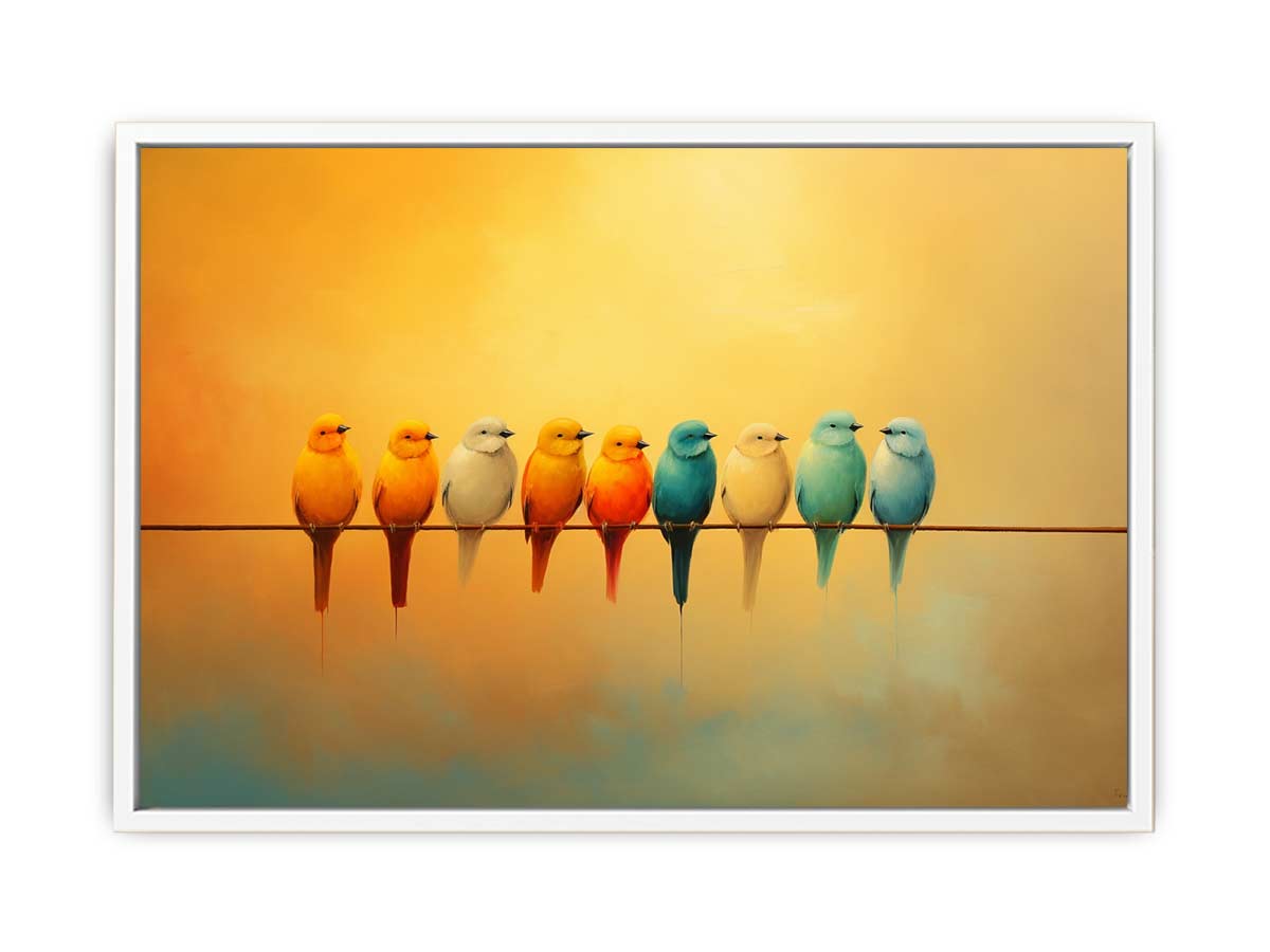 Birds  on wire Canvas Painting-5