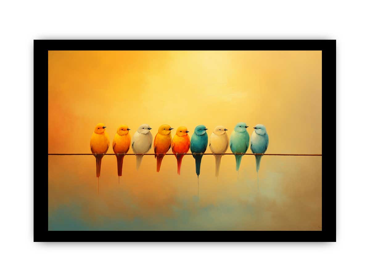 Birds  on wire Canvas Painting-7