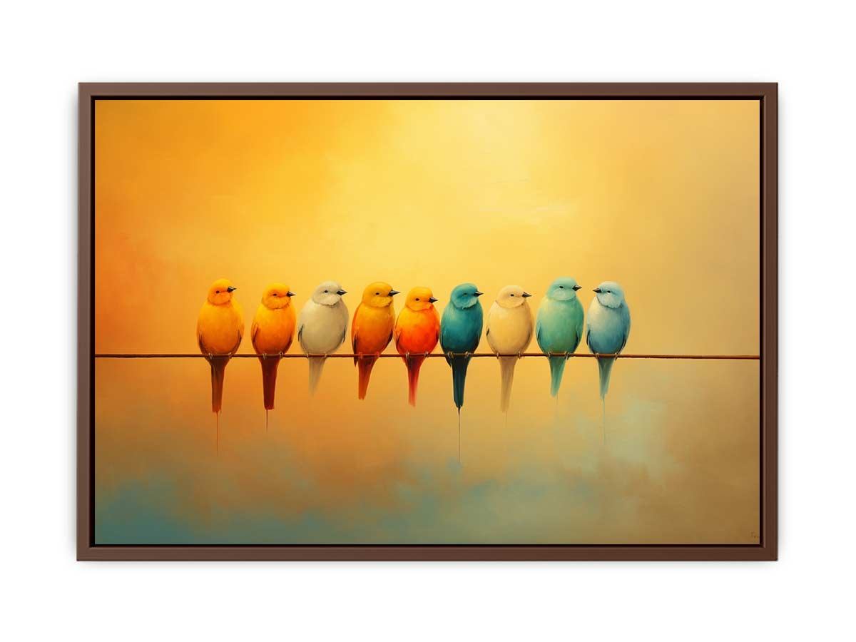 Birds  on wire Canvas Painting-6