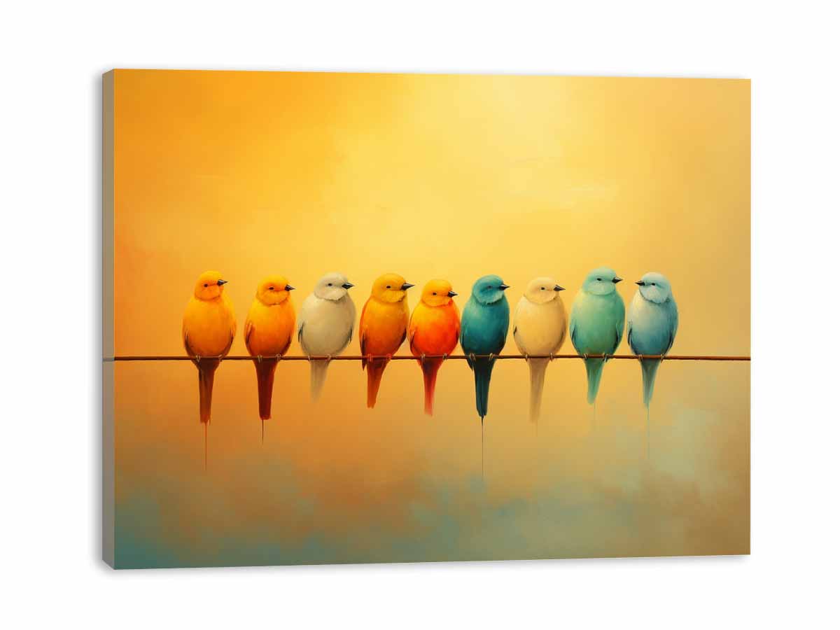 Birds  on wire Canvas Painting-3