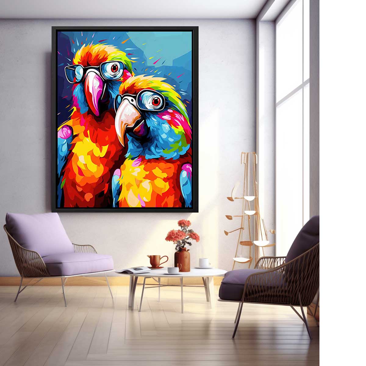 Two Parrots Canvas Artwork Painting-1