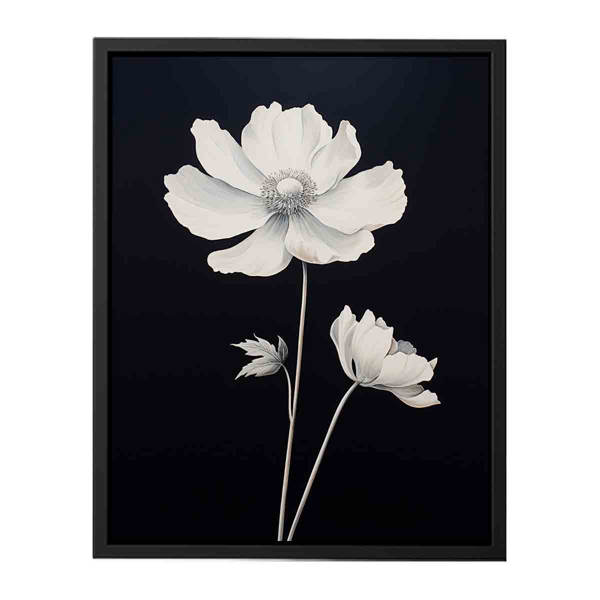Black White Flower Canvas Art Print-4
