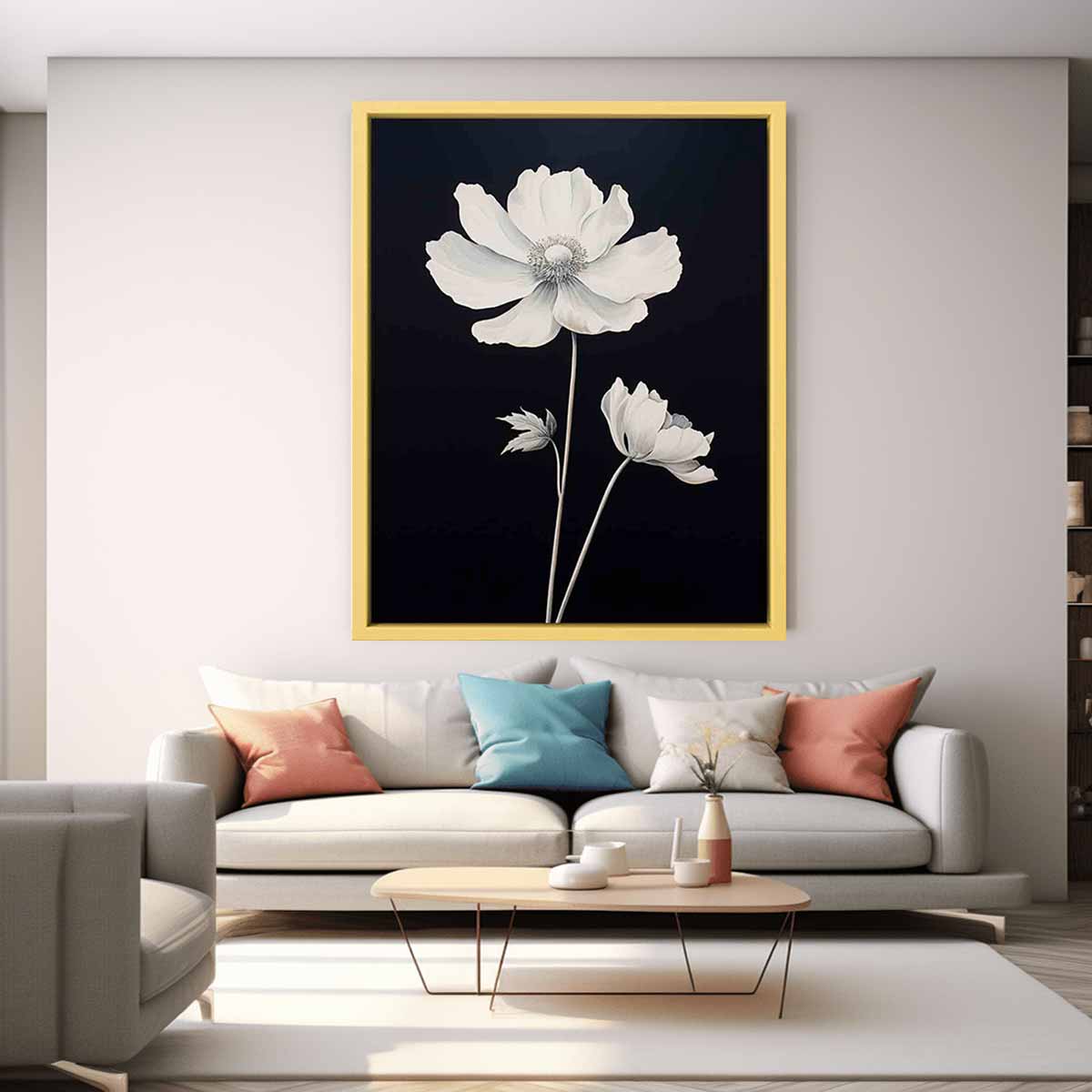 Black White Flower Canvas Art Print-2
