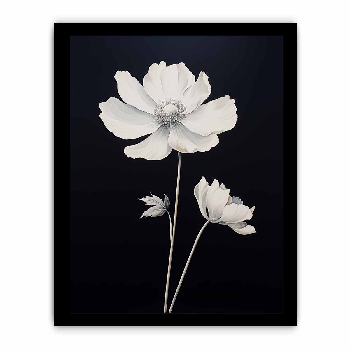 Black White Flower Canvas Art Print-7