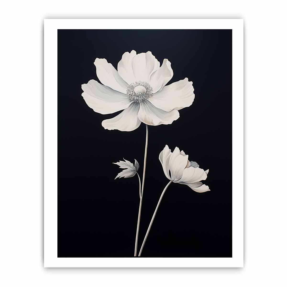 Black White Flower Canvas Art Print-8