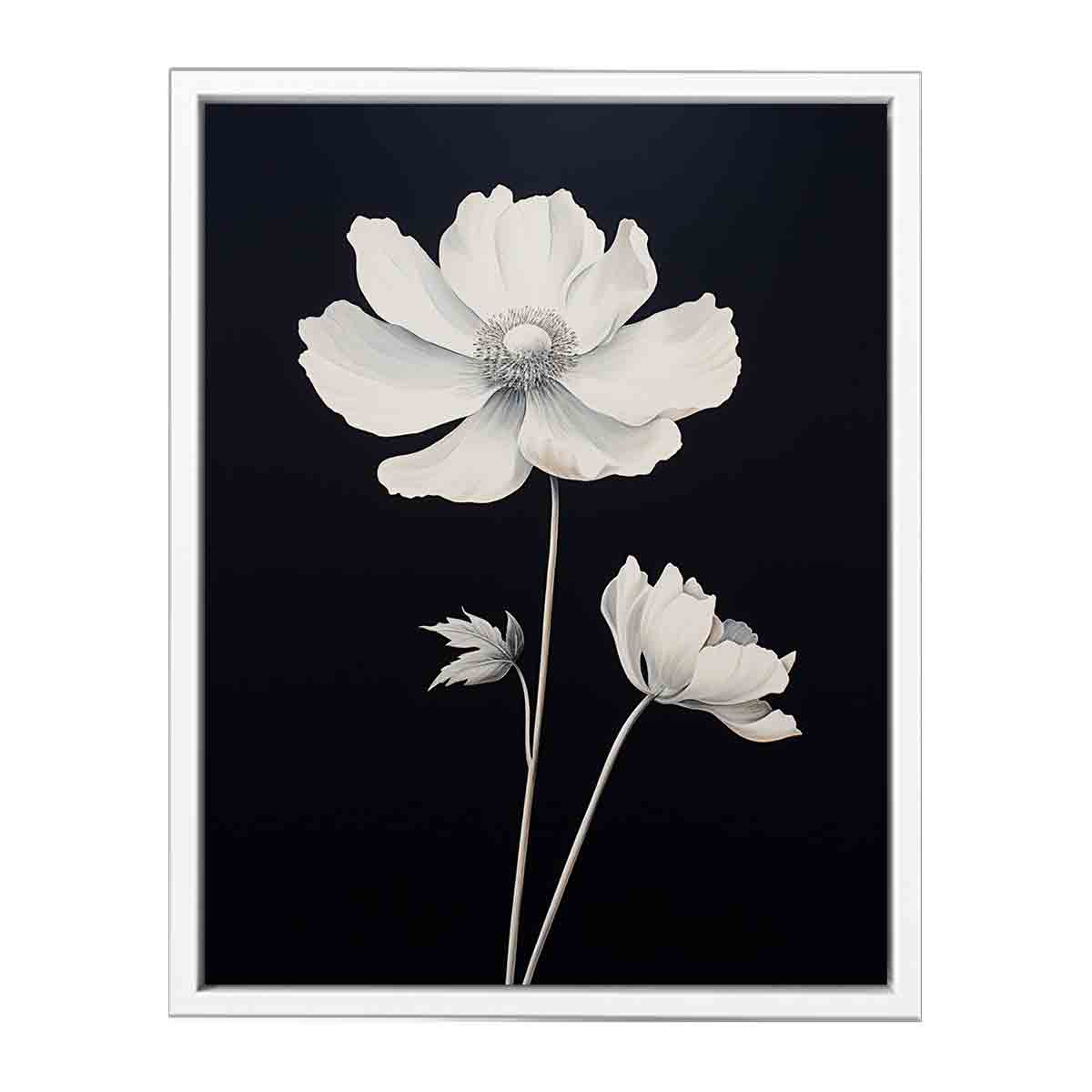 Black White Flower Canvas Art Print-5