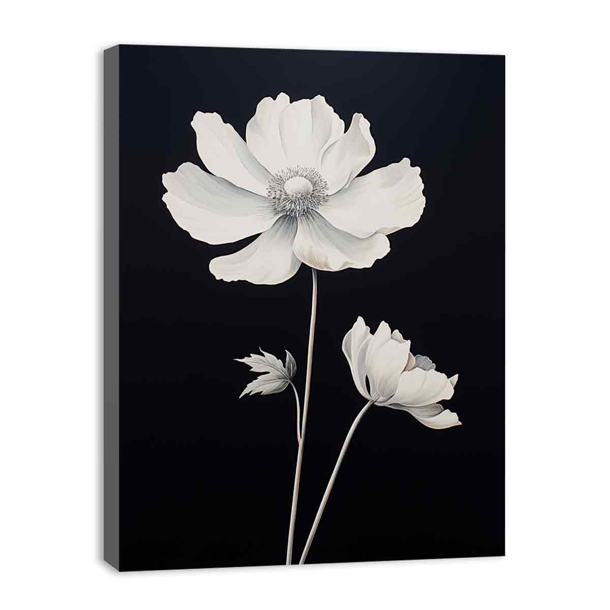 Black White Flower Canvas Art Print-3