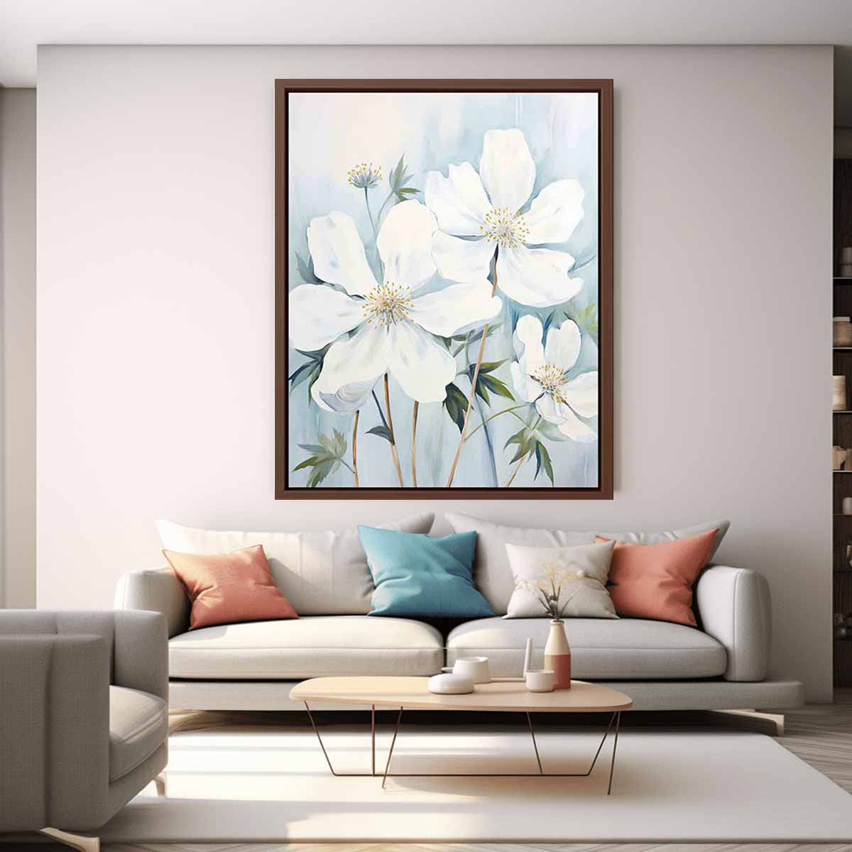 White Flower Canvas Art Print-2