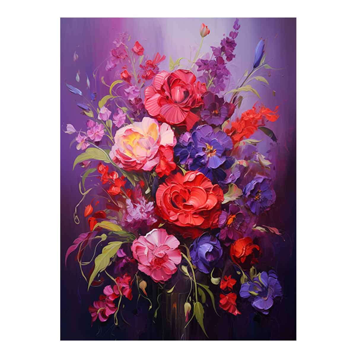 Purple Red Flower Canvas Art Print-0