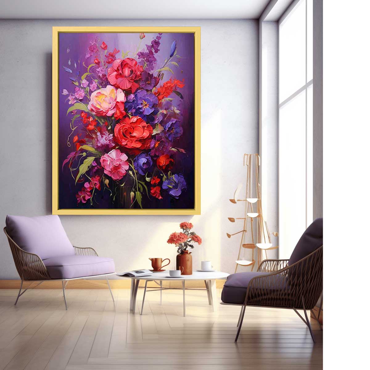 Purple Red Flower Canvas Art Print-1