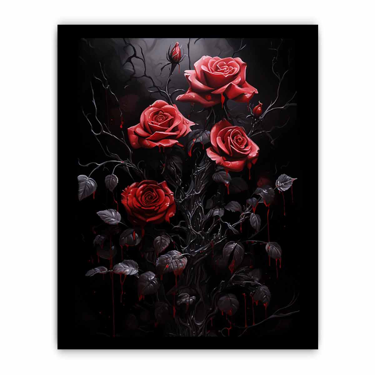 Black Roses Flower Canvas Art Print-7