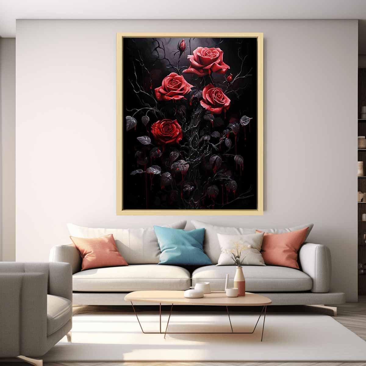 Black Roses Flower Canvas Art Print-2