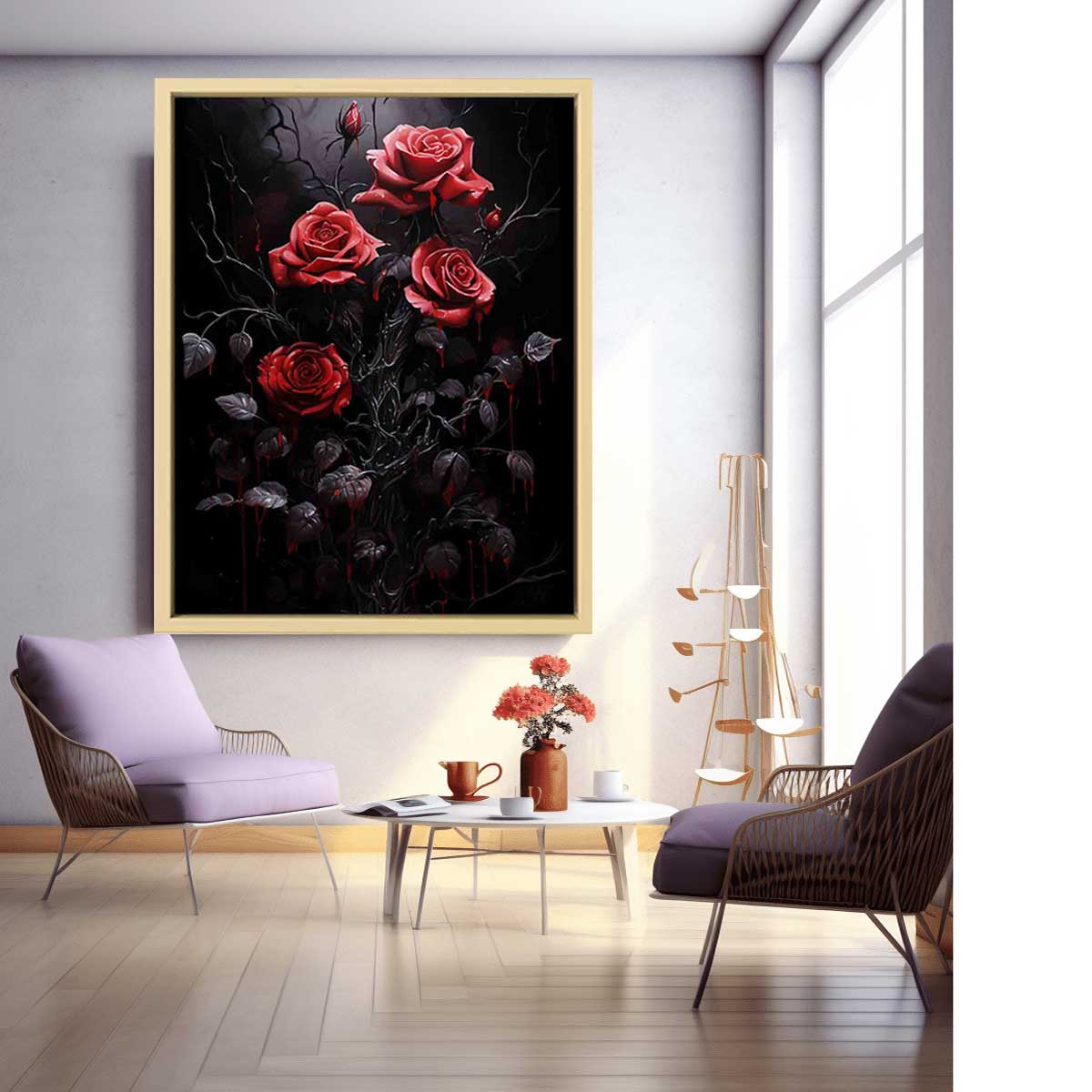 Black Roses Flower Canvas Art Print-1
