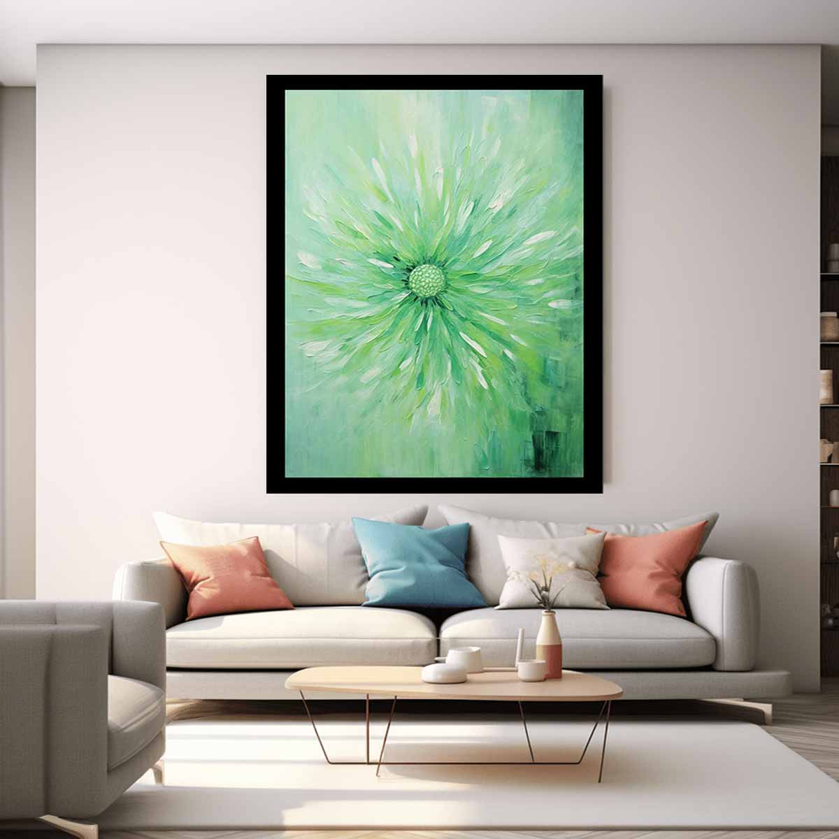 Green Flower Canvas Art Painting-2