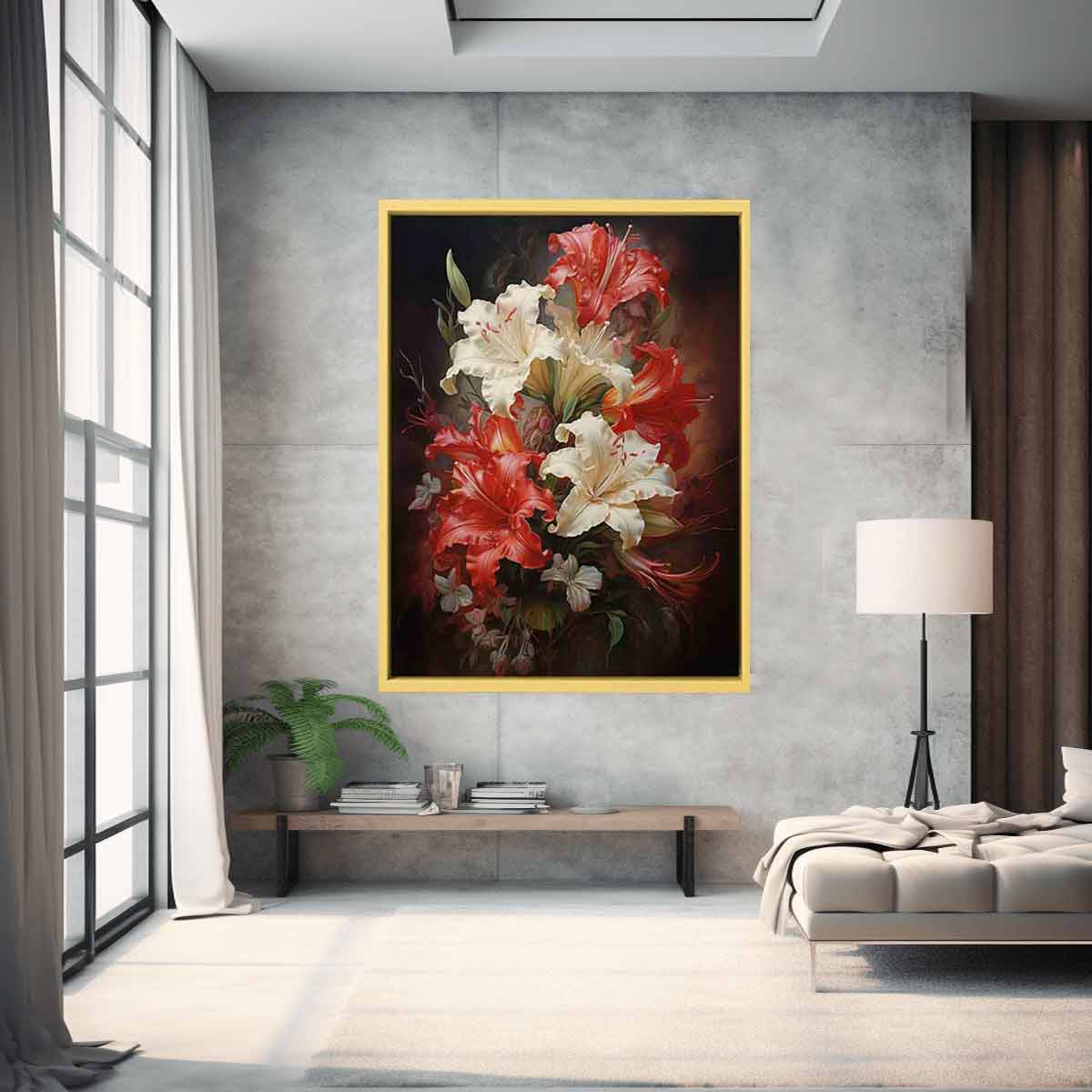 White Red Flower Canvas Art Print-1