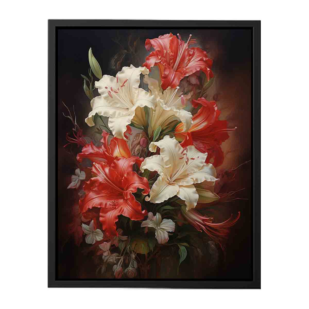 White Red Flower Canvas Art Print-4