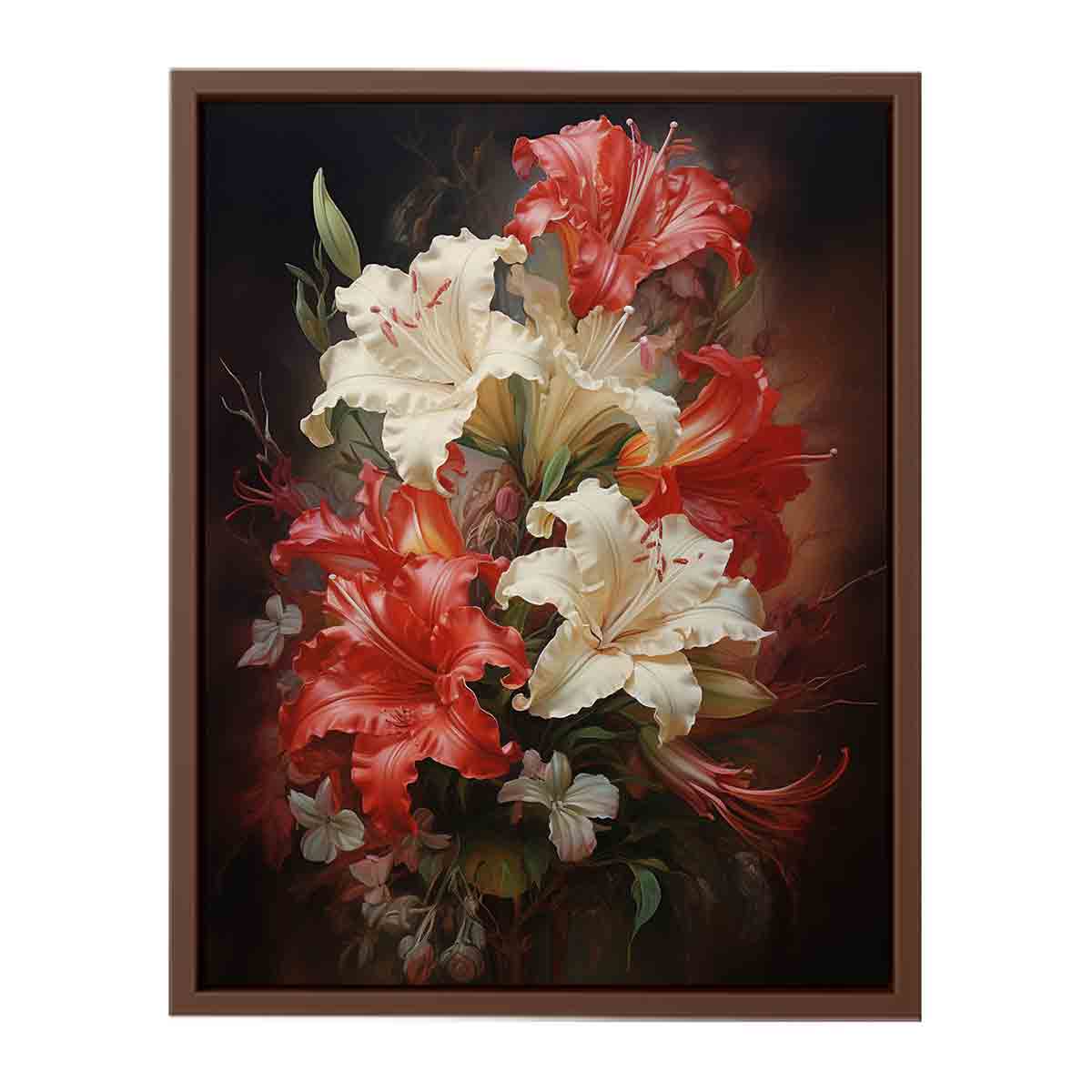 White Red Flower Canvas Art Print-6