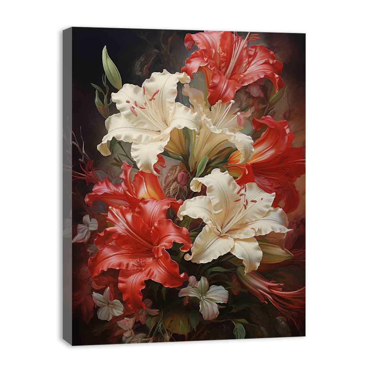 White Red Flower Canvas Art Print-3