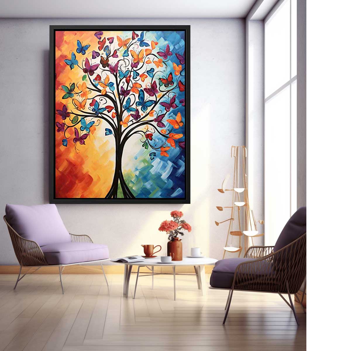 Butterfly Tree Canvas Art Print Painting-1