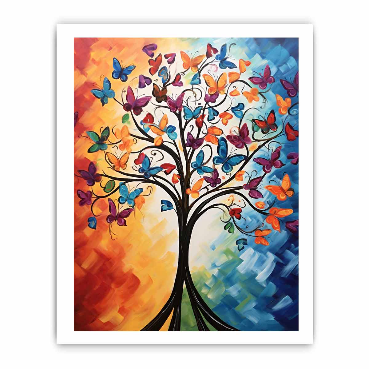 Butterfly Tree Canvas Art Print Painting-8