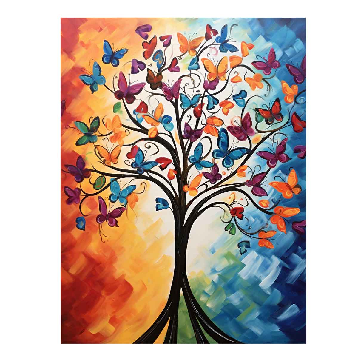 Butterfly Tree Canvas Art Print Painting-0