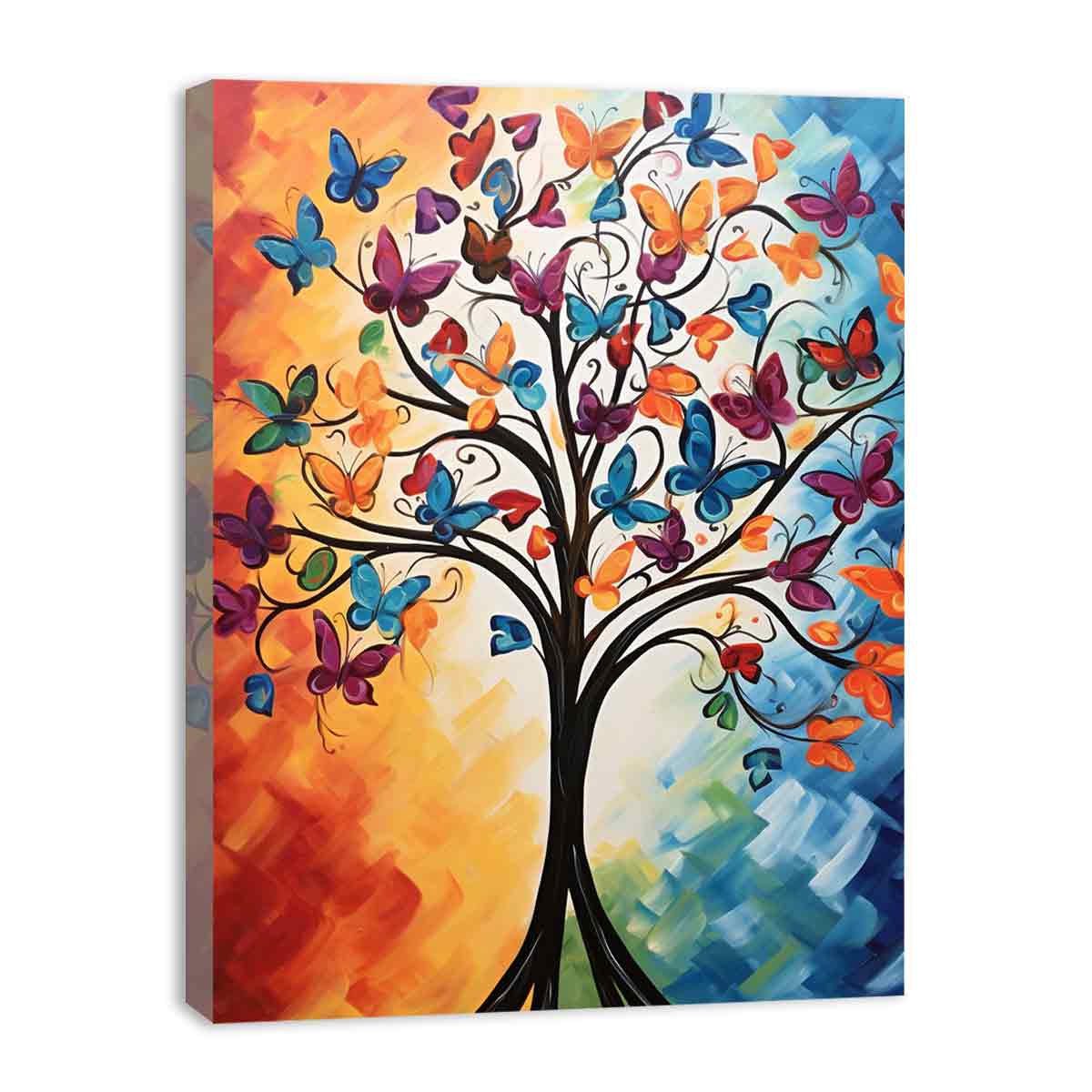 Butterfly Tree Canvas Art Print Painting-3