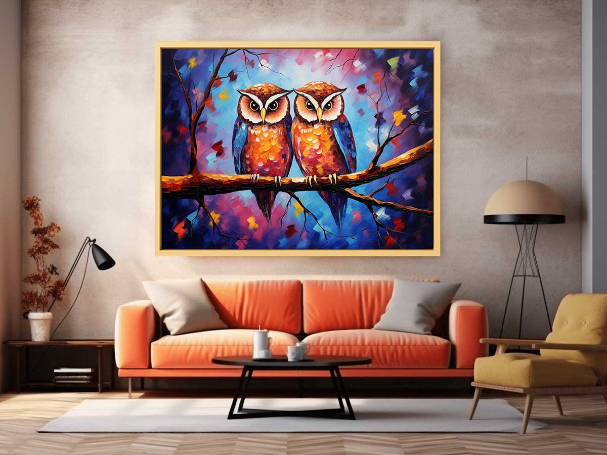 Two Owls Canvas Painting-1