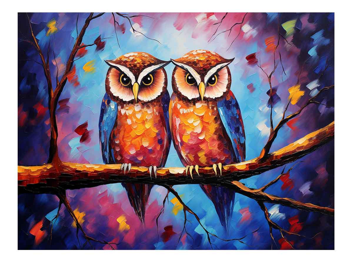 Two Owls Canvas Painting-0