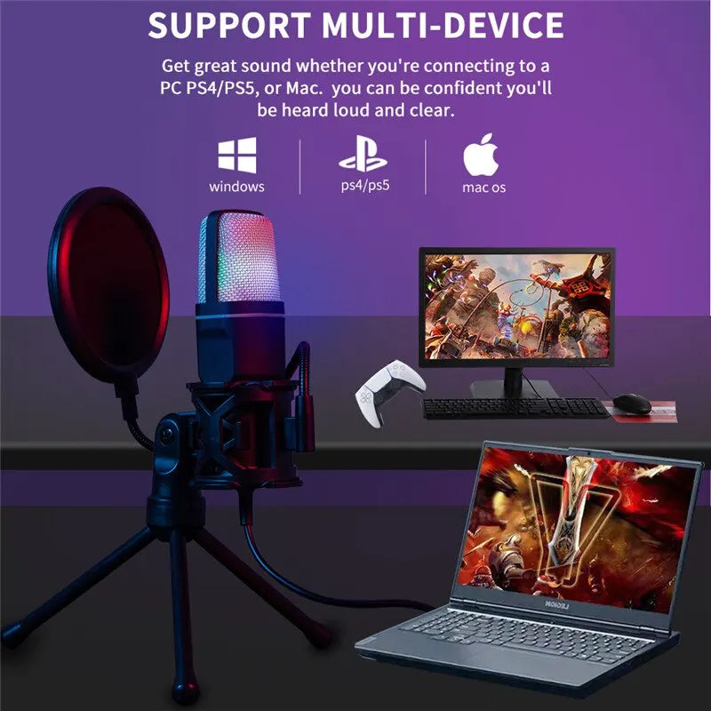 USB RGB Microphone Gaming Mic for Podcast & Streaming-1