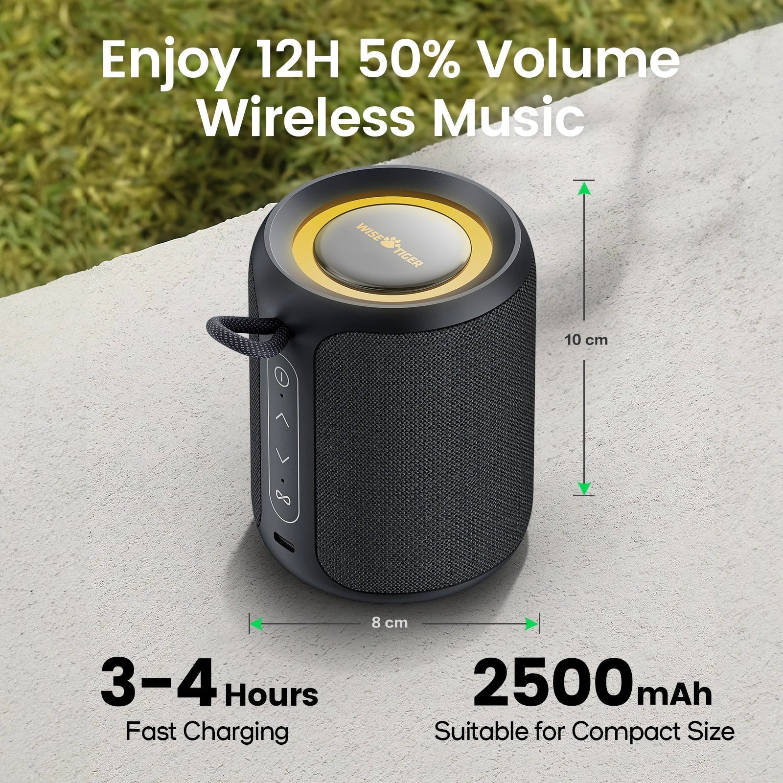 Outdoor Bluetooth Speaker Waterproof with Bass Boost (Black)-4